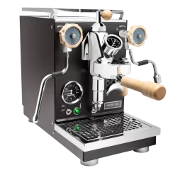 Profitec Pro 400 Espresso Machine In Matte Black With Flow Control And Tiger Maple