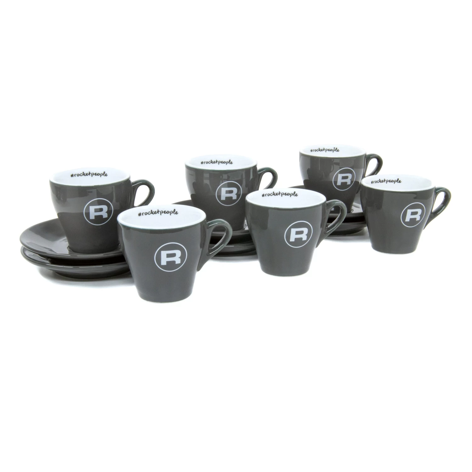 Rocket Espresso 6 Piece Flat White Cup And Saucer Set - Grey
